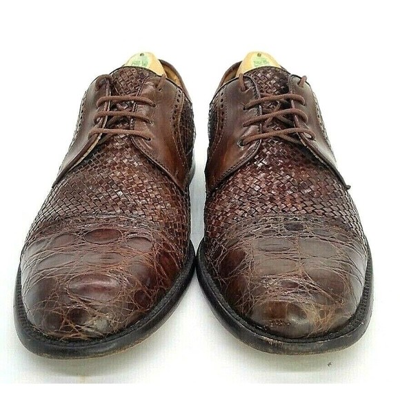 Paolo de Marco Mens Lace Up Shoes Crocodile Leather Brown Size US 8 EUC main image 6